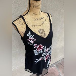White House Black Market Floral Embroidered Mesh Tank Top